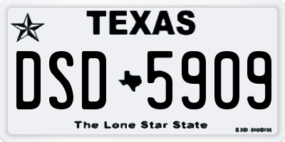 TX license plate DSD5909