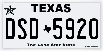 TX license plate DSD5920