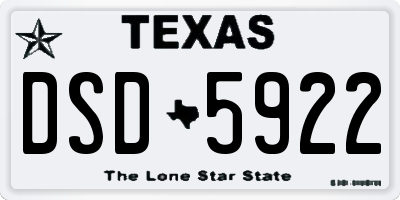 TX license plate DSD5922