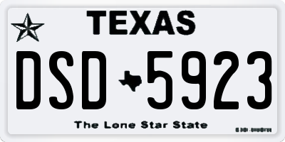 TX license plate DSD5923