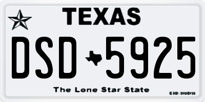 TX license plate DSD5925