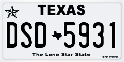 TX license plate DSD5931