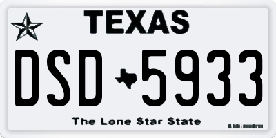 TX license plate DSD5933