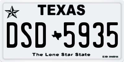 TX license plate DSD5935
