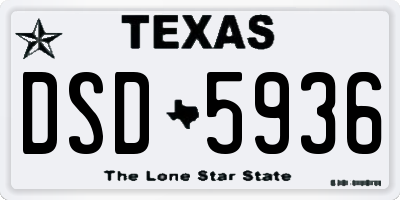 TX license plate DSD5936