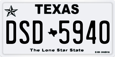 TX license plate DSD5940