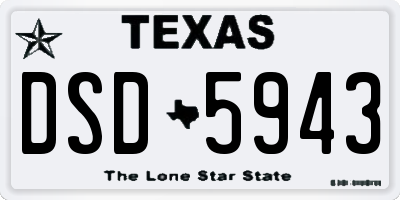 TX license plate DSD5943