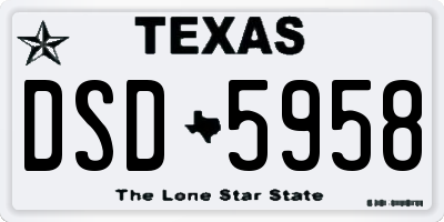 TX license plate DSD5958
