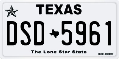 TX license plate DSD5961