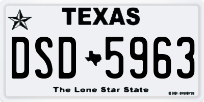 TX license plate DSD5963