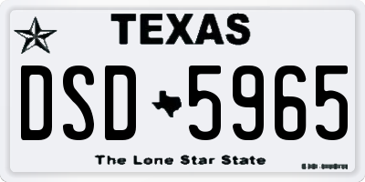 TX license plate DSD5965