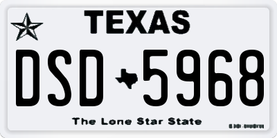 TX license plate DSD5968
