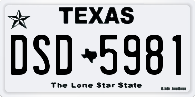 TX license plate DSD5981