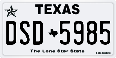 TX license plate DSD5985