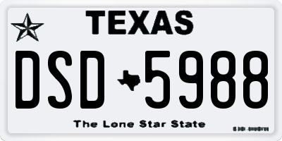 TX license plate DSD5988