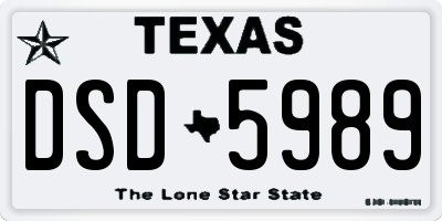 TX license plate DSD5989