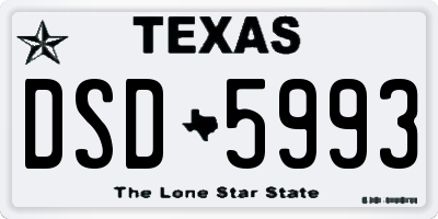 TX license plate DSD5993
