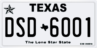 TX license plate DSD6001