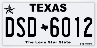 TX license plate DSD6012