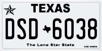 TX license plate DSD6038