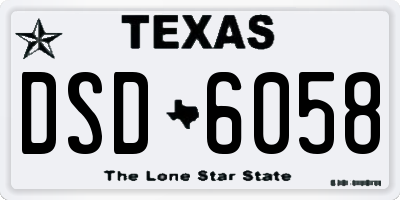 TX license plate DSD6058