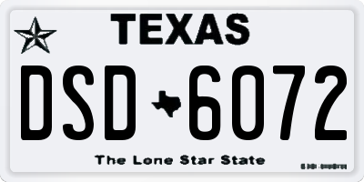 TX license plate DSD6072