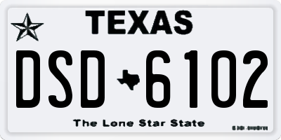 TX license plate DSD6102