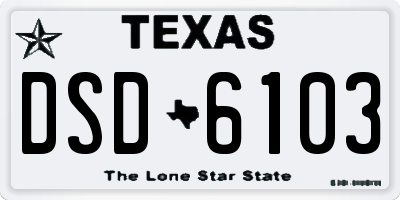 TX license plate DSD6103