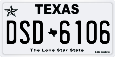 TX license plate DSD6106