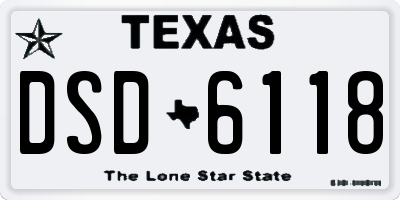 TX license plate DSD6118