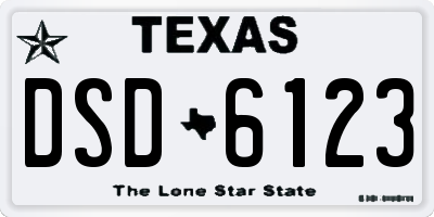 TX license plate DSD6123