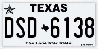 TX license plate DSD6138