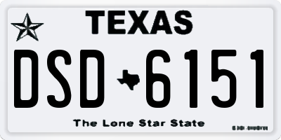 TX license plate DSD6151
