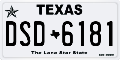 TX license plate DSD6181