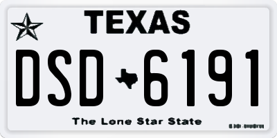 TX license plate DSD6191