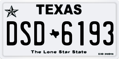 TX license plate DSD6193