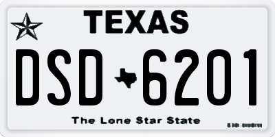 TX license plate DSD6201