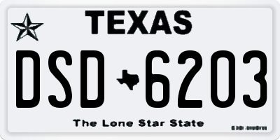 TX license plate DSD6203