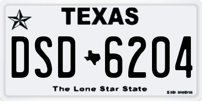 TX license plate DSD6204