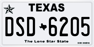 TX license plate DSD6205