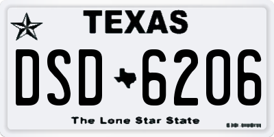 TX license plate DSD6206