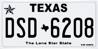 TX license plate DSD6208