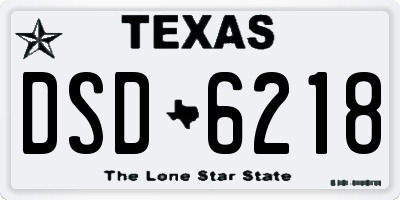 TX license plate DSD6218
