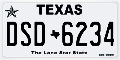 TX license plate DSD6234