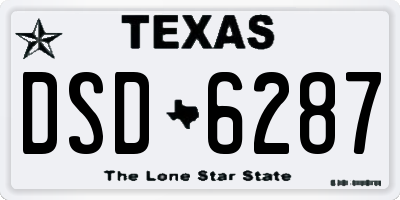TX license plate DSD6287