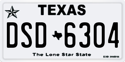 TX license plate DSD6304