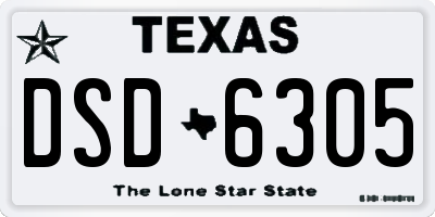 TX license plate DSD6305
