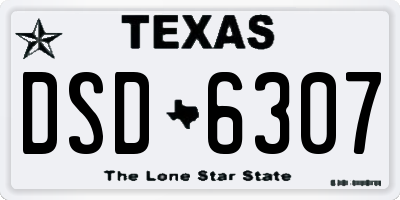 TX license plate DSD6307
