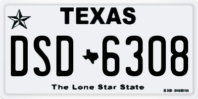 TX license plate DSD6308