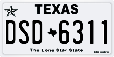 TX license plate DSD6311